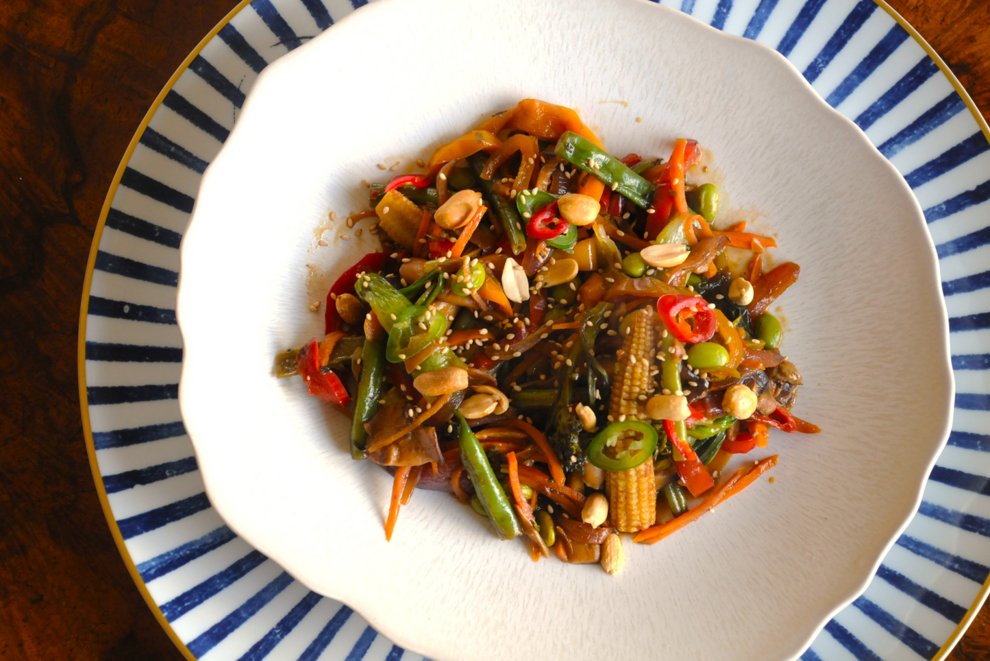 Vegetable, Yellow Bean & Peanut Stir-Fry
