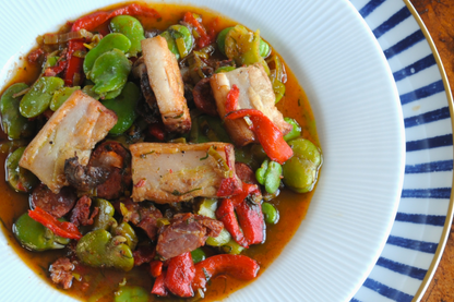 Portuguese Favas com Chouriço with hand-peeled beans and Monchique chouriço