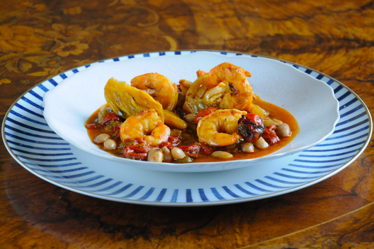 Prawn, Borlotti & Pepper Cassoulet with Saffron Fennel