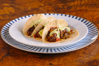DIY beef taco kit plated and ready to eat, part of George's frozen meal delivery range in the Algarve